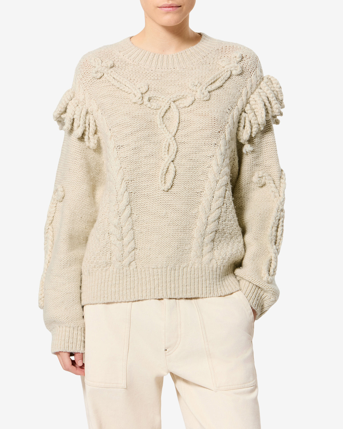 Isabel Marant Katria pull écru laine torsadée 34-44