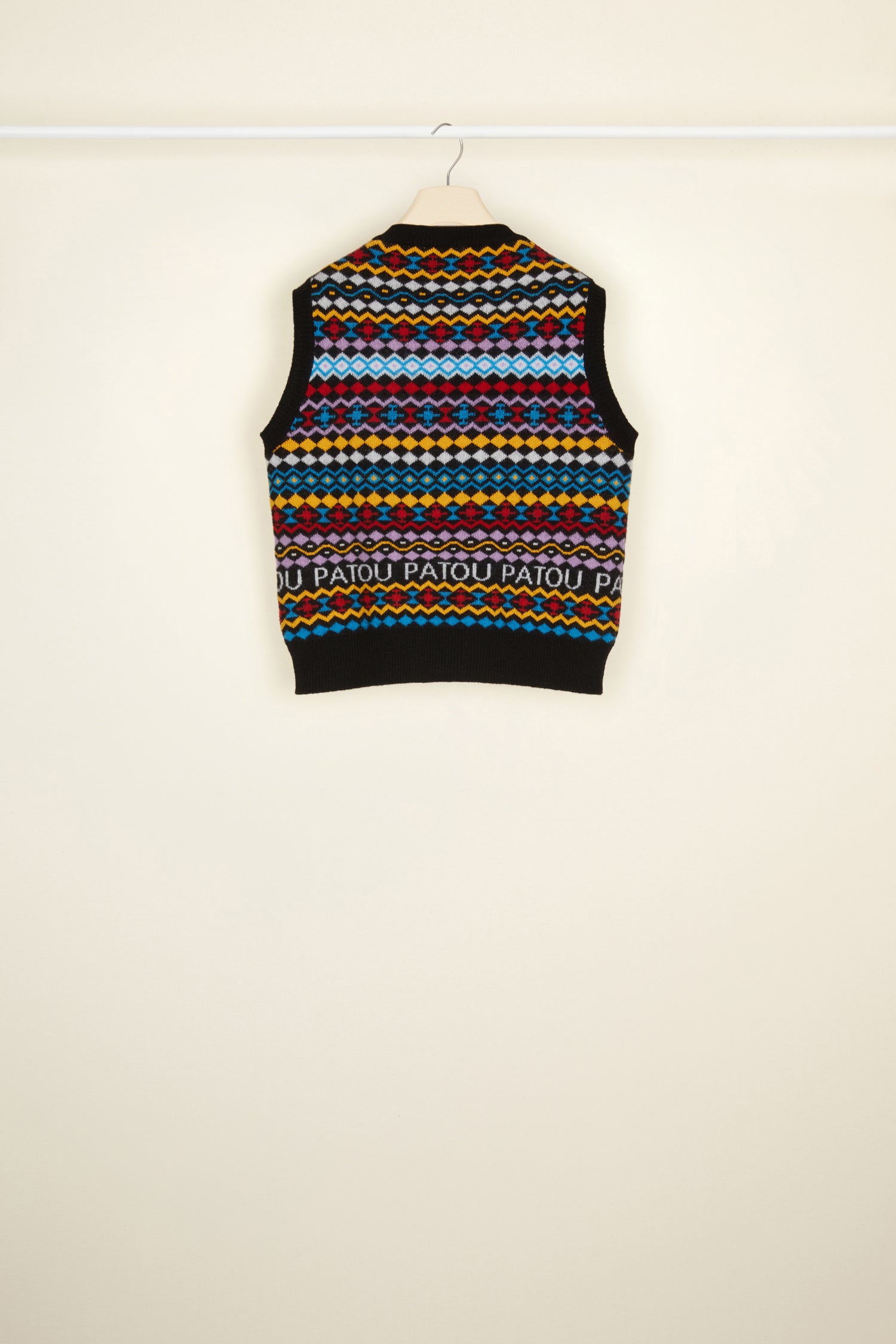 Patou A21KN062 gilet jacquard cachemire Multicolor Reds