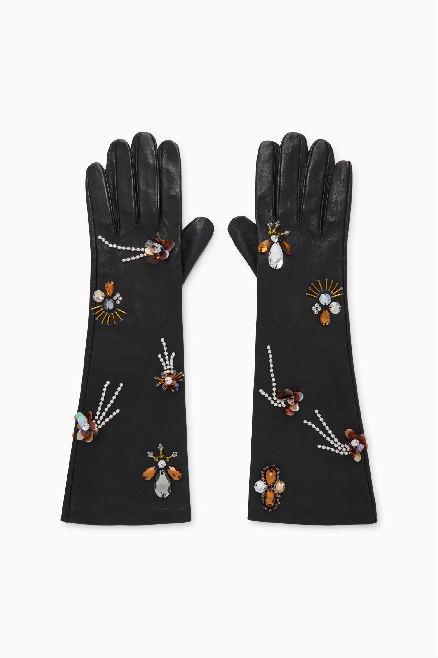 Ulla Johnson Laetitia Gants Cuir Noir Brodé S M L