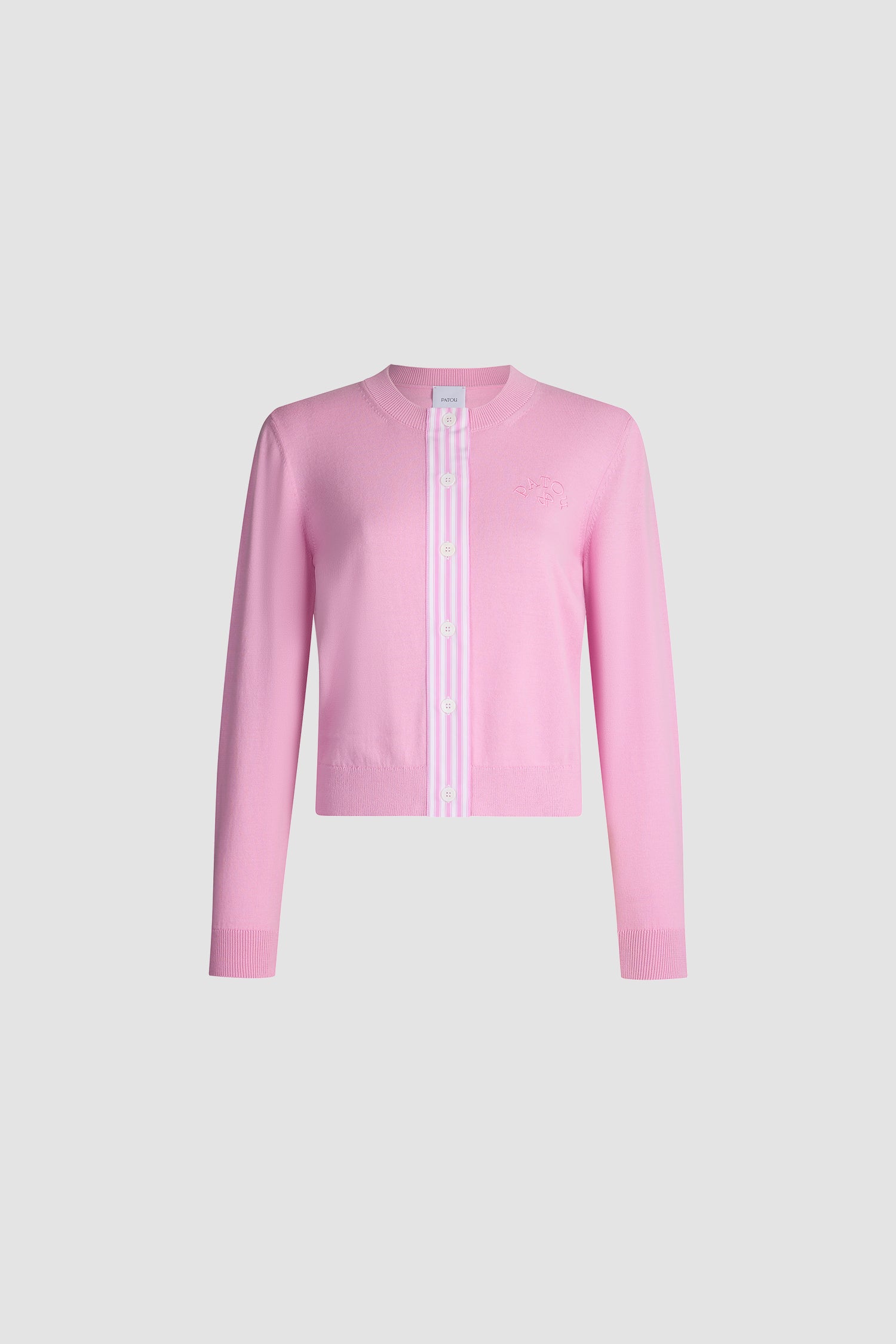 Patou KN343 cardigan court coton rose bougainvillier
