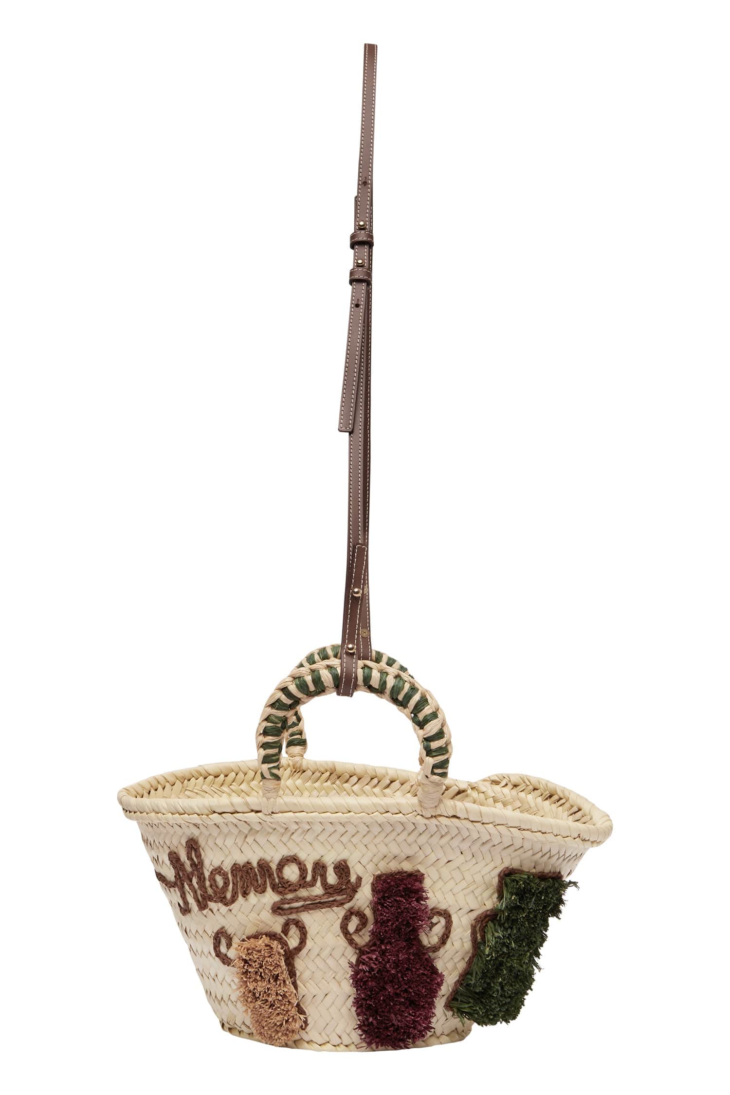 Alemais Michelle Tufted Mini panier raffia cuir
