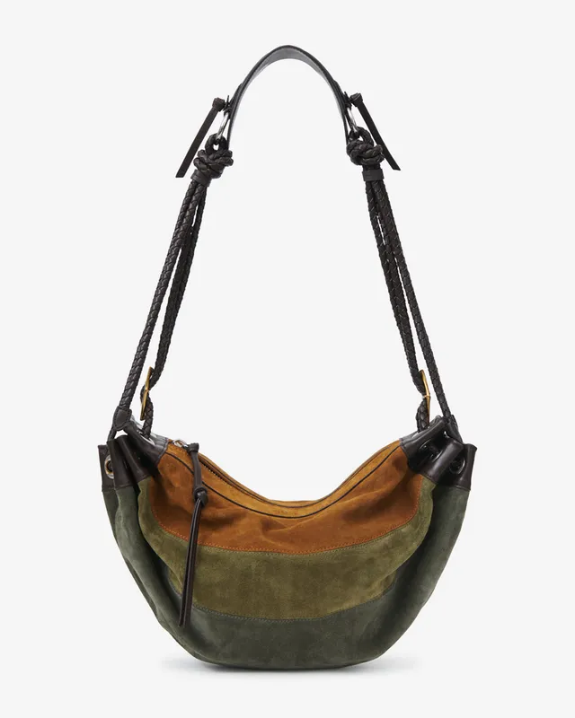 Isabel Marant Maia Medium sac kaki velours patchwork