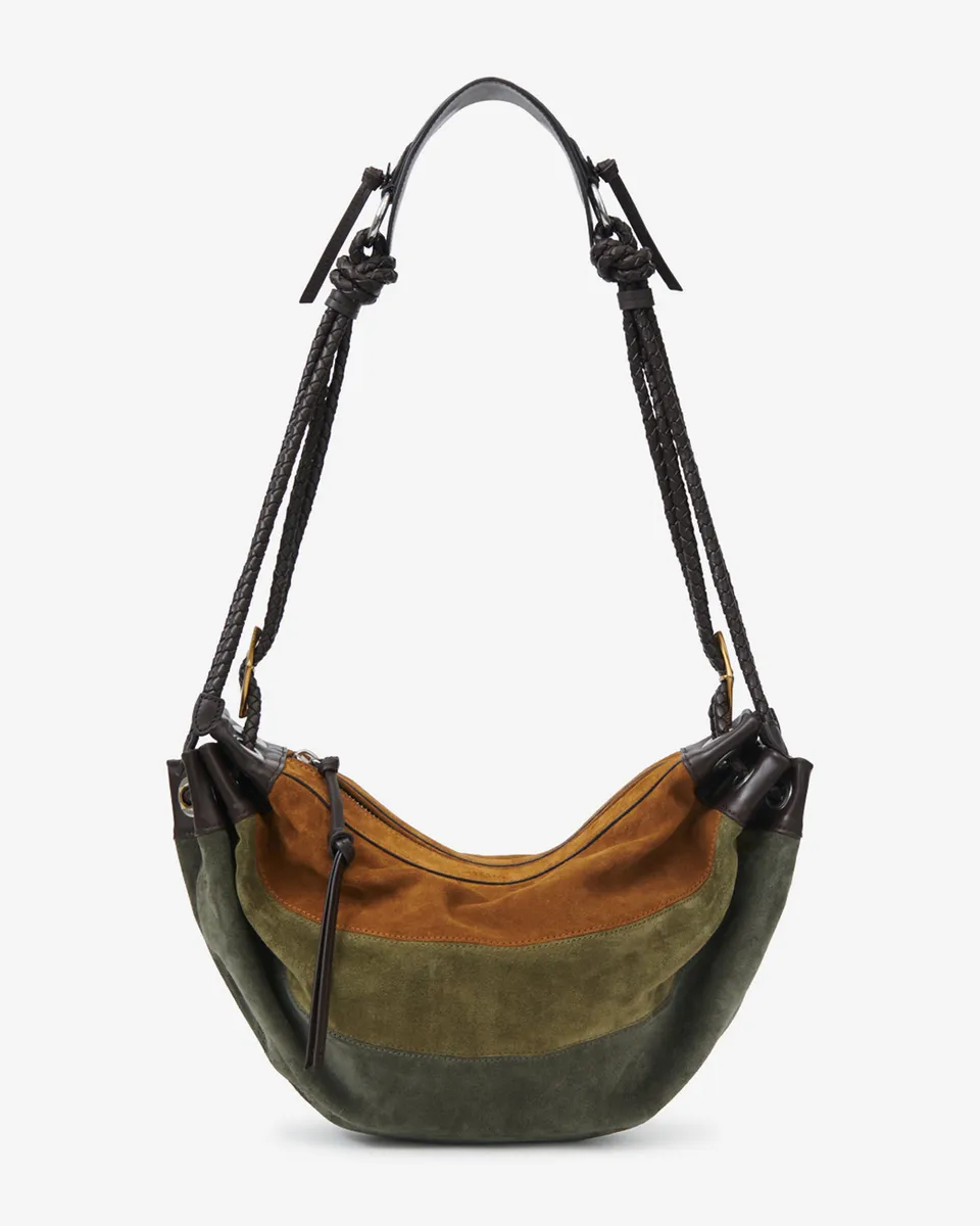 Isabel Marant Maia Medium sac kaki velours patchwork