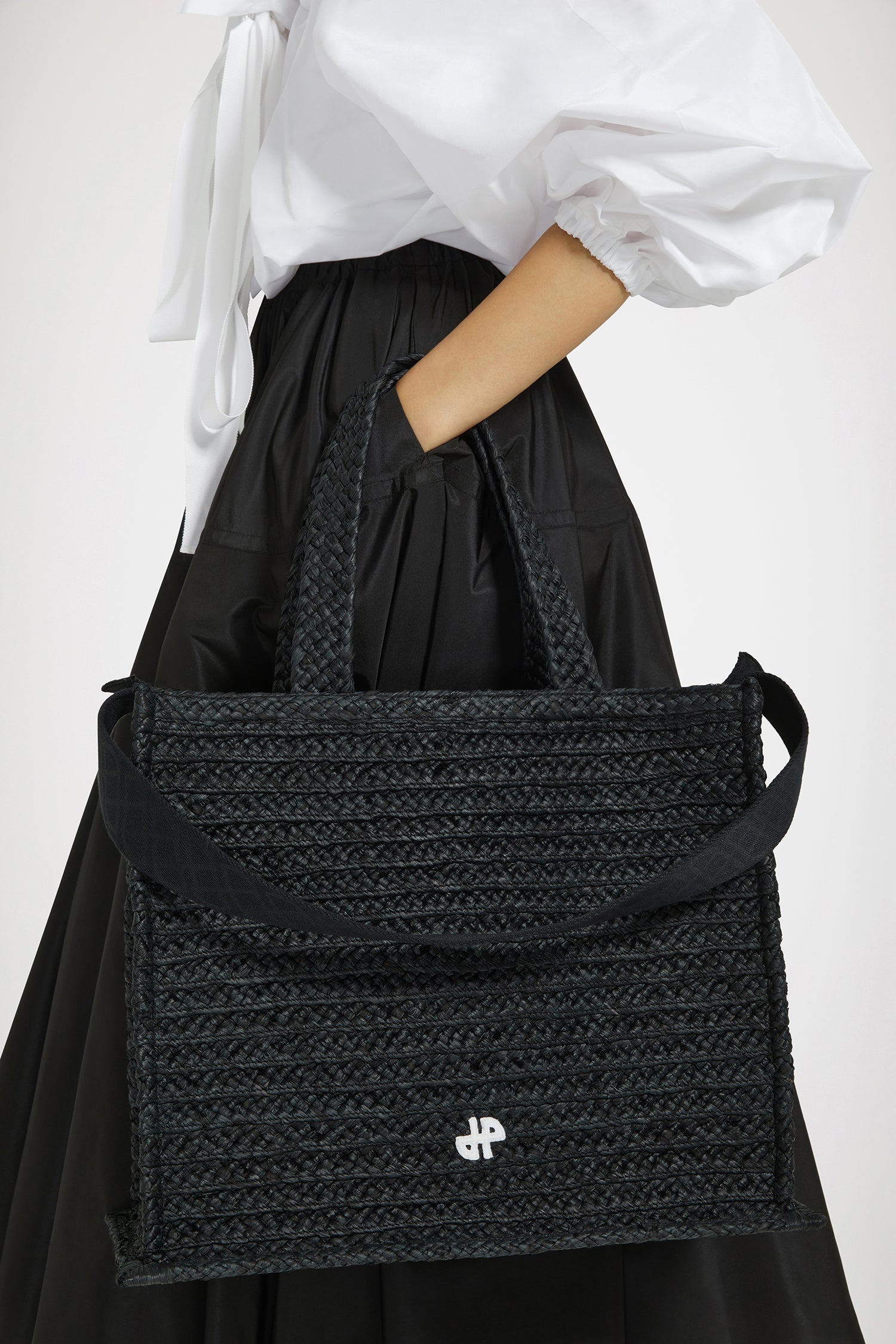 Patou P24AC0450140999B tote noir raffia sac TU