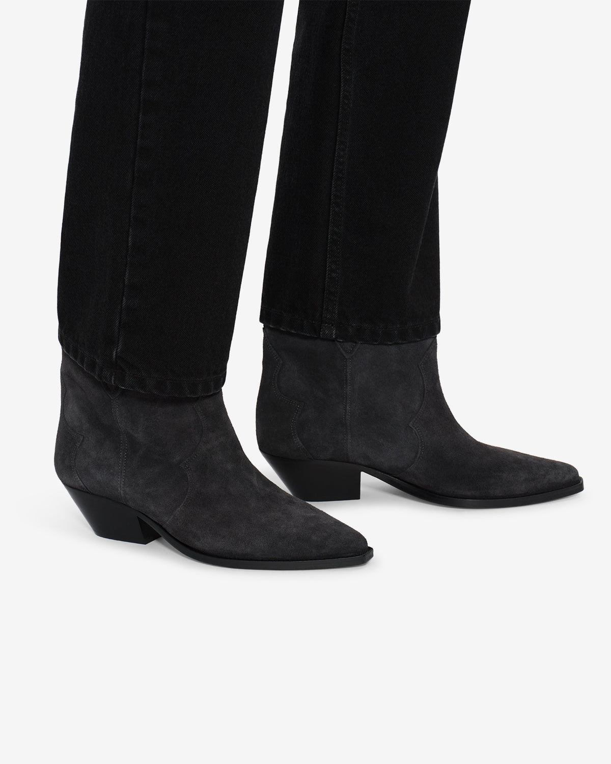 Isabel Marant Dewina bottines cuir noir délavé talon 4 cm