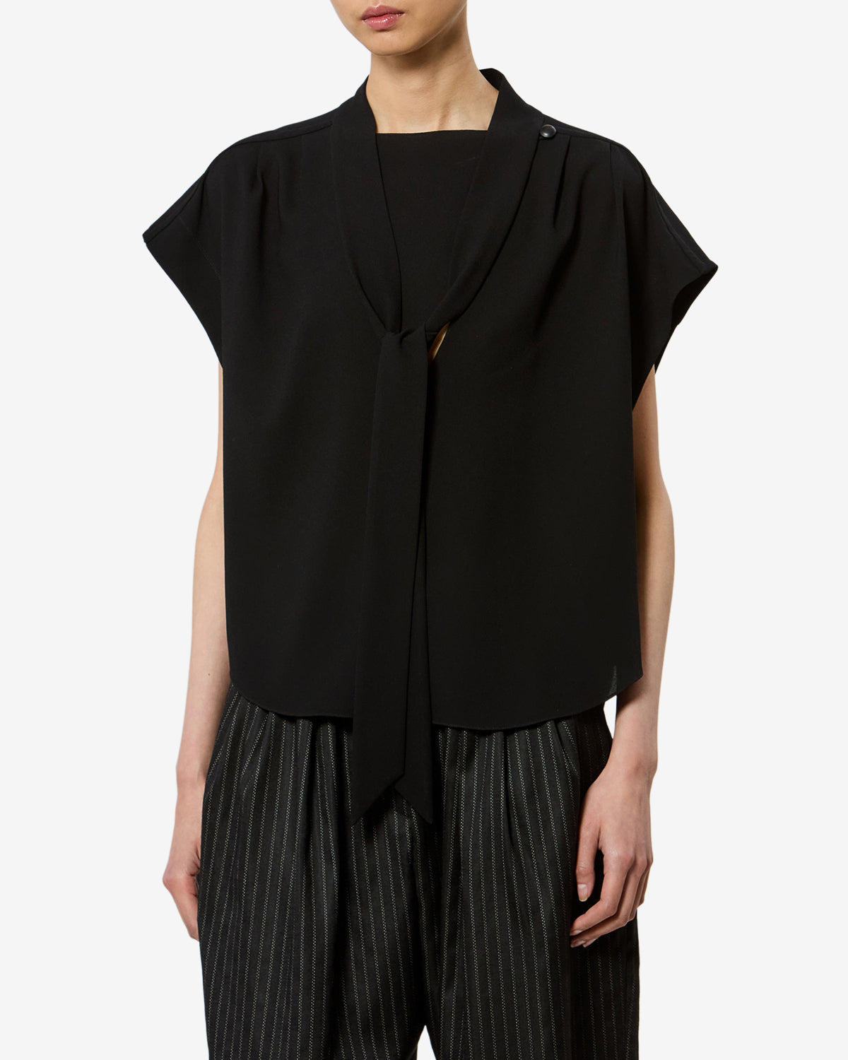 Isabel Marant Selene blouse crêpe noir lavallière