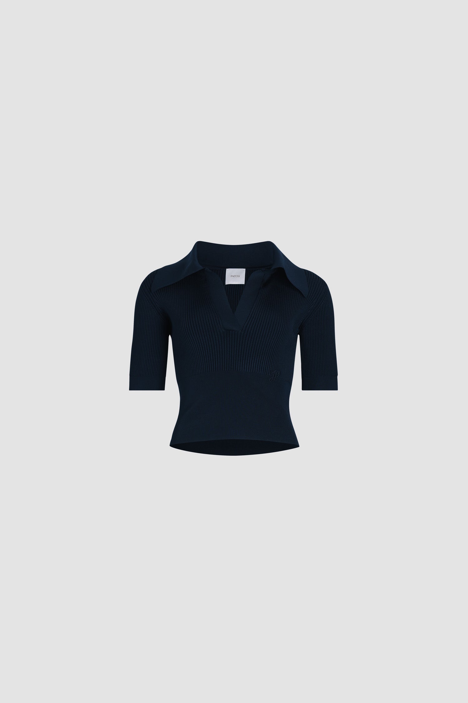 Patou KN248 polo bleu marine crêpe col large