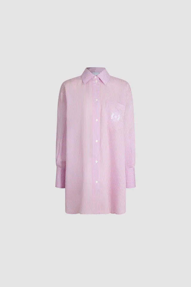 Patou SP076 chemise rayée rose Eden lyocell soie