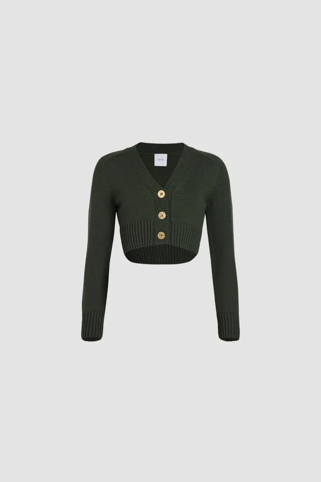 Patou H24KN2038064754B gilet cropped laine cachemire vert