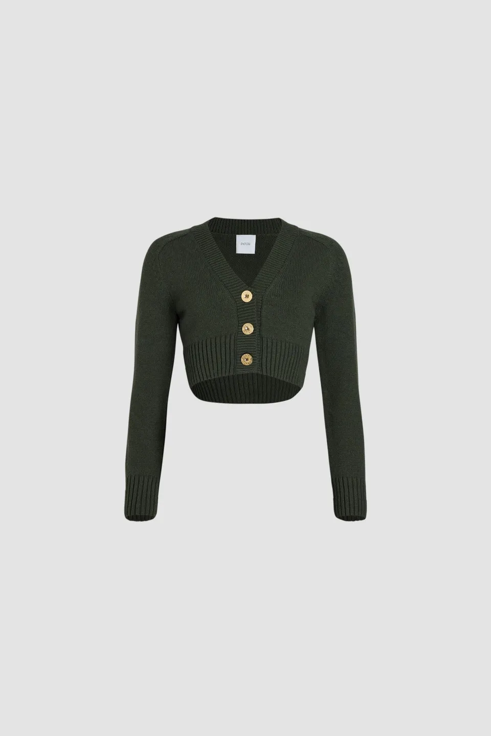 Patou H24KN2038064754B gilet cropped laine cachemire vert