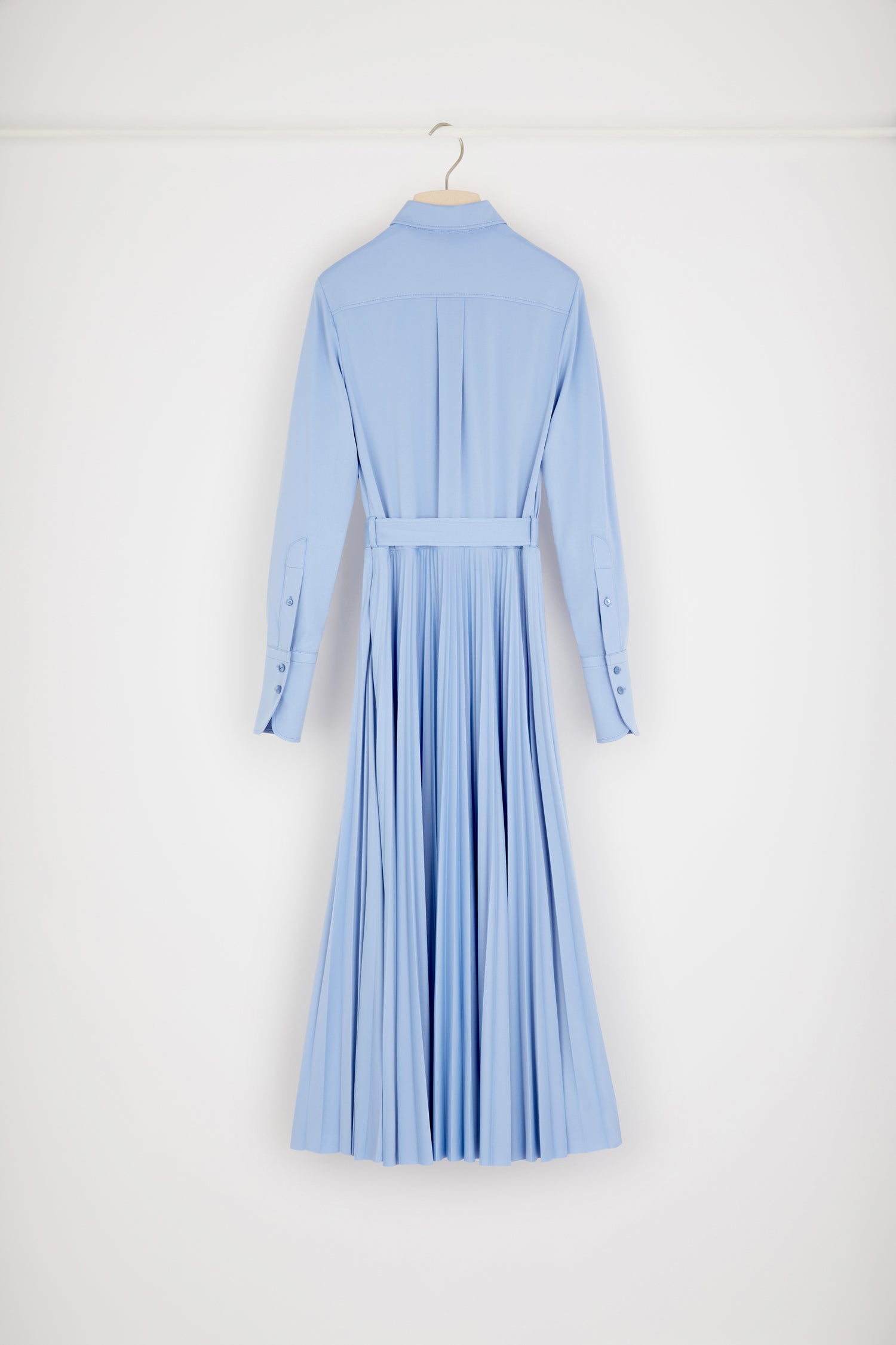 Patou H22DR102 robe longue bleu ciel plissée