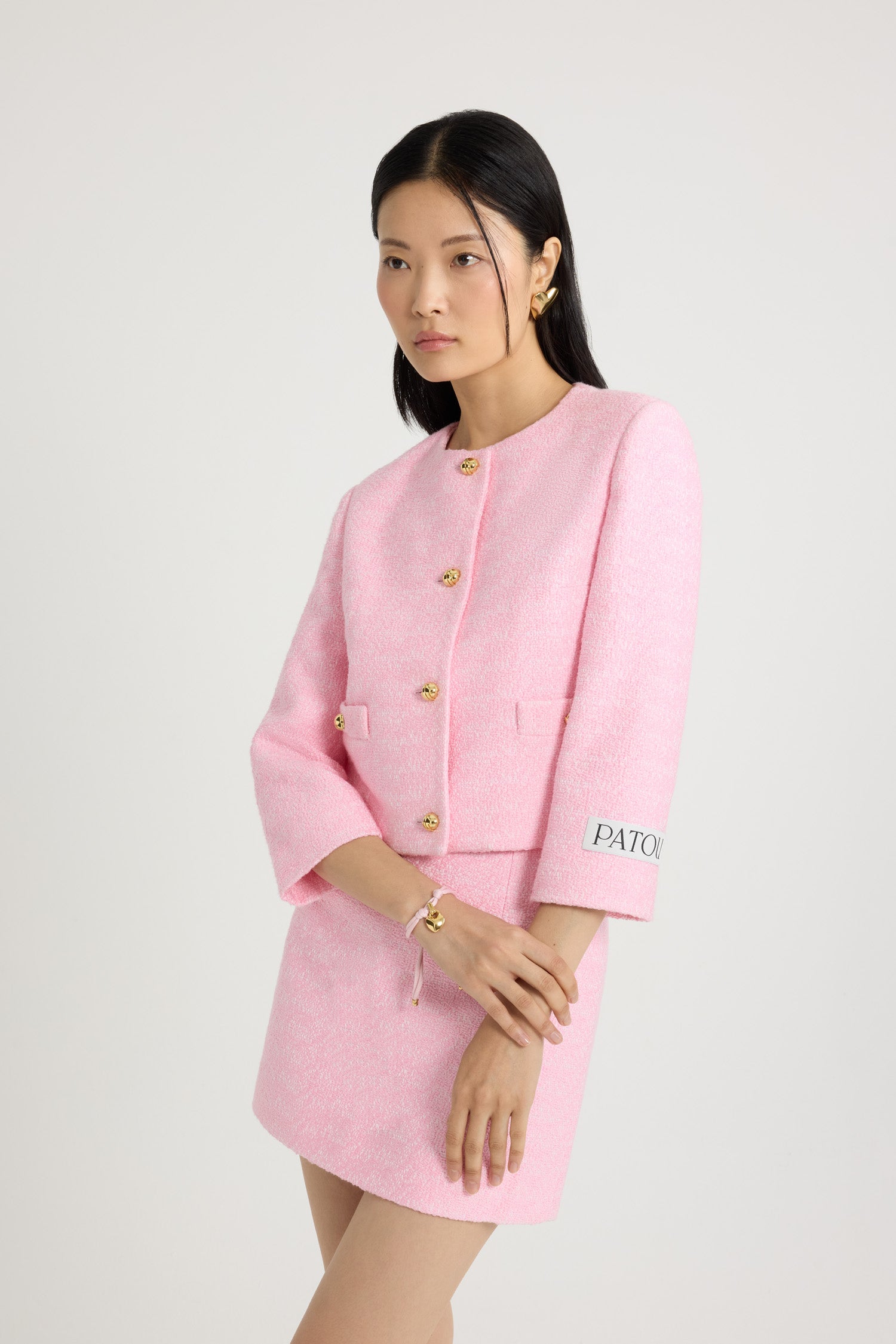 Patou Jackets JA050 veste tweed rose coton bio
