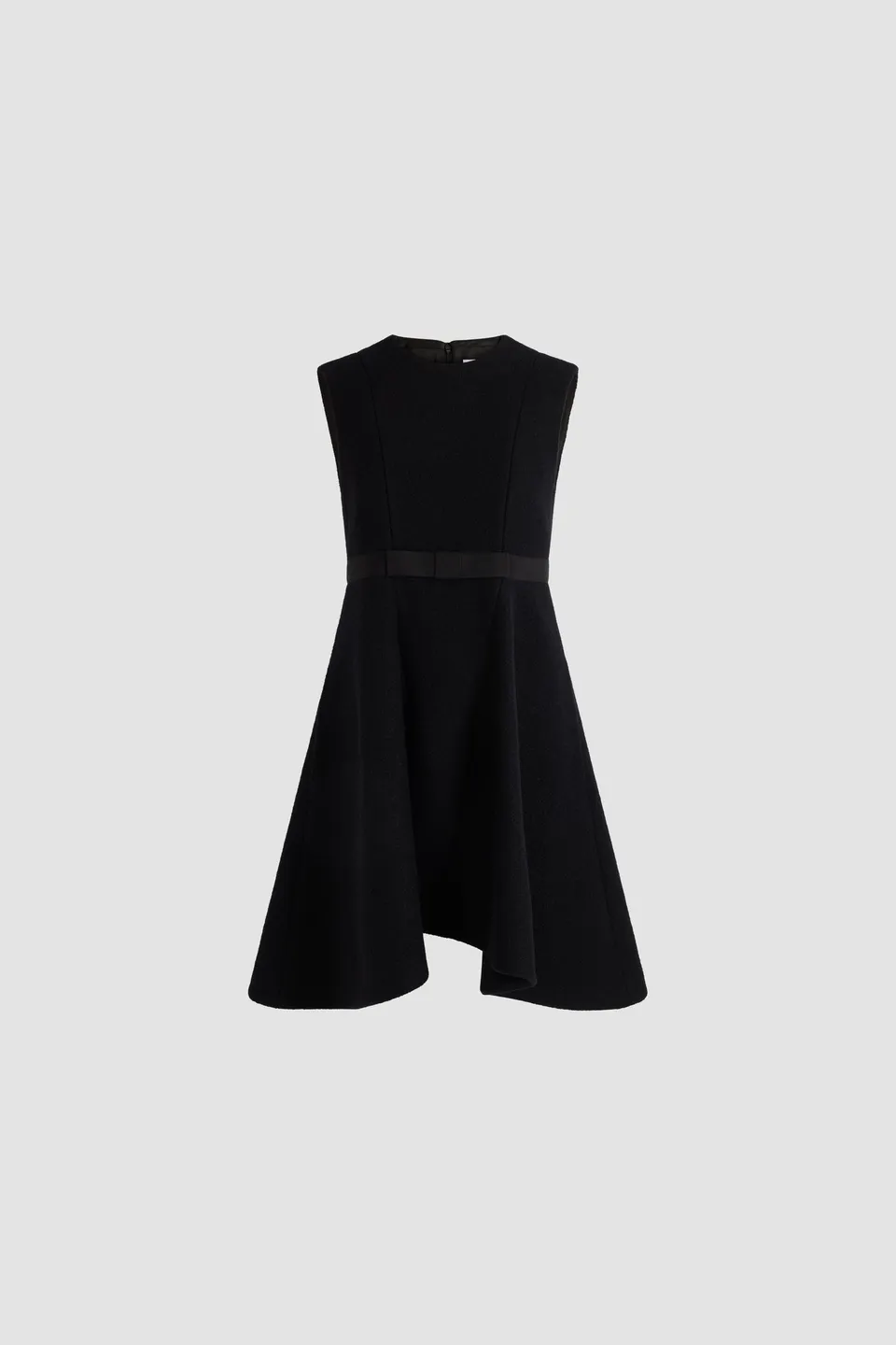 Patou DR263 robe midi noire laine ceinturée