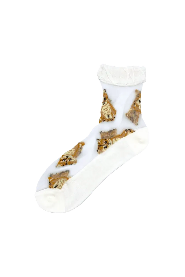 Paul & Joe Nounette chaussettes écrues transparentes motifs