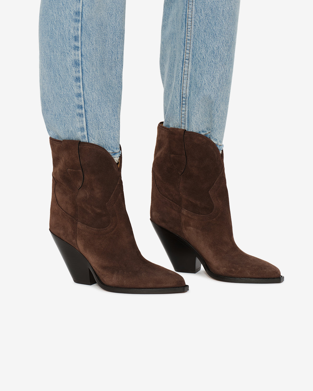 Isabel Marant Leyane bottes santiag cuir chocolat 9cm