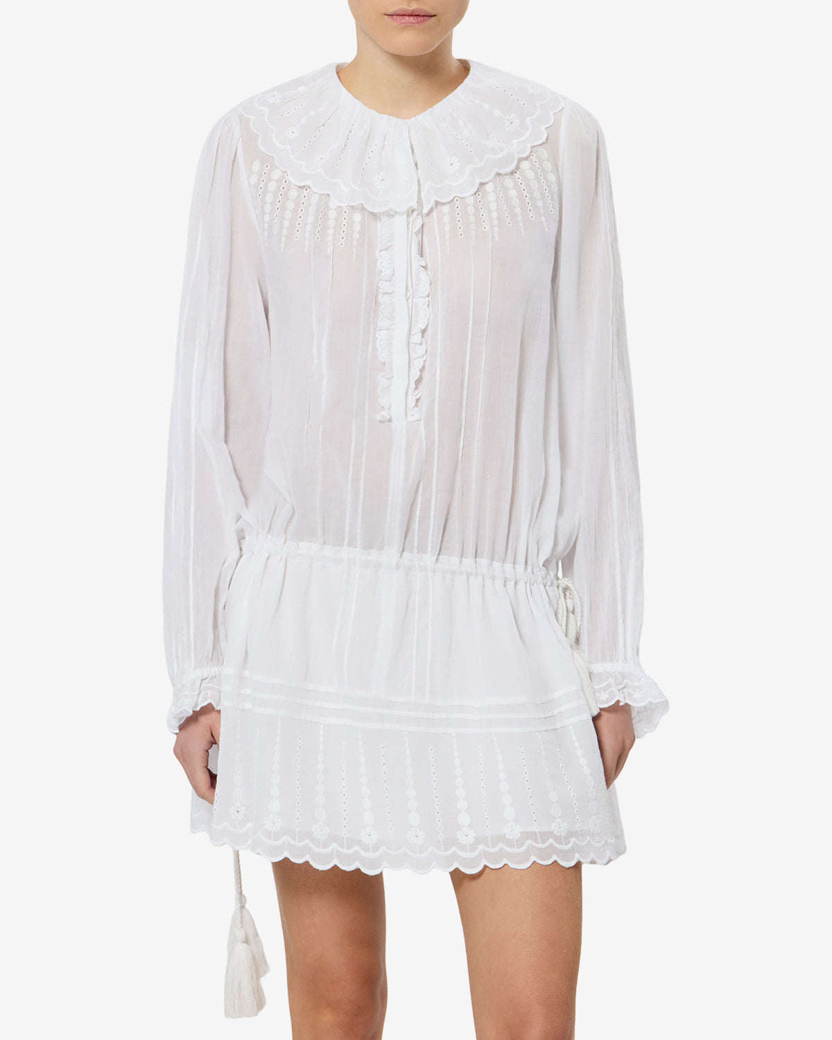 Isabel Marant Lenora robe blanc voile coton brodé