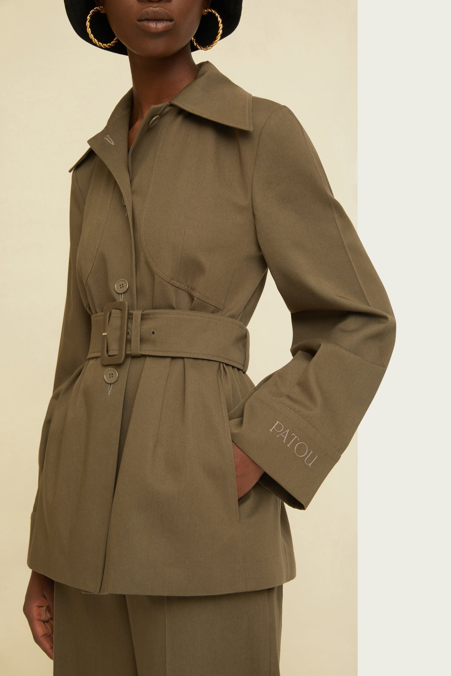 Patou P22JA0230074802B veste ceinturée coton bio bronze