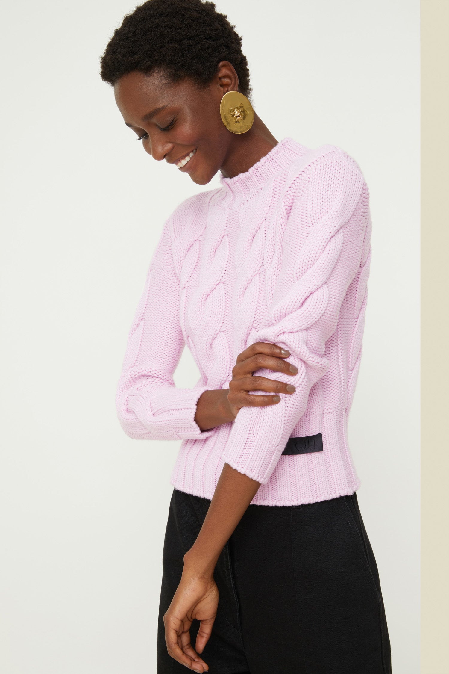 Patou Knitwear pull torsadé lilas P21KN049 laine mérinos