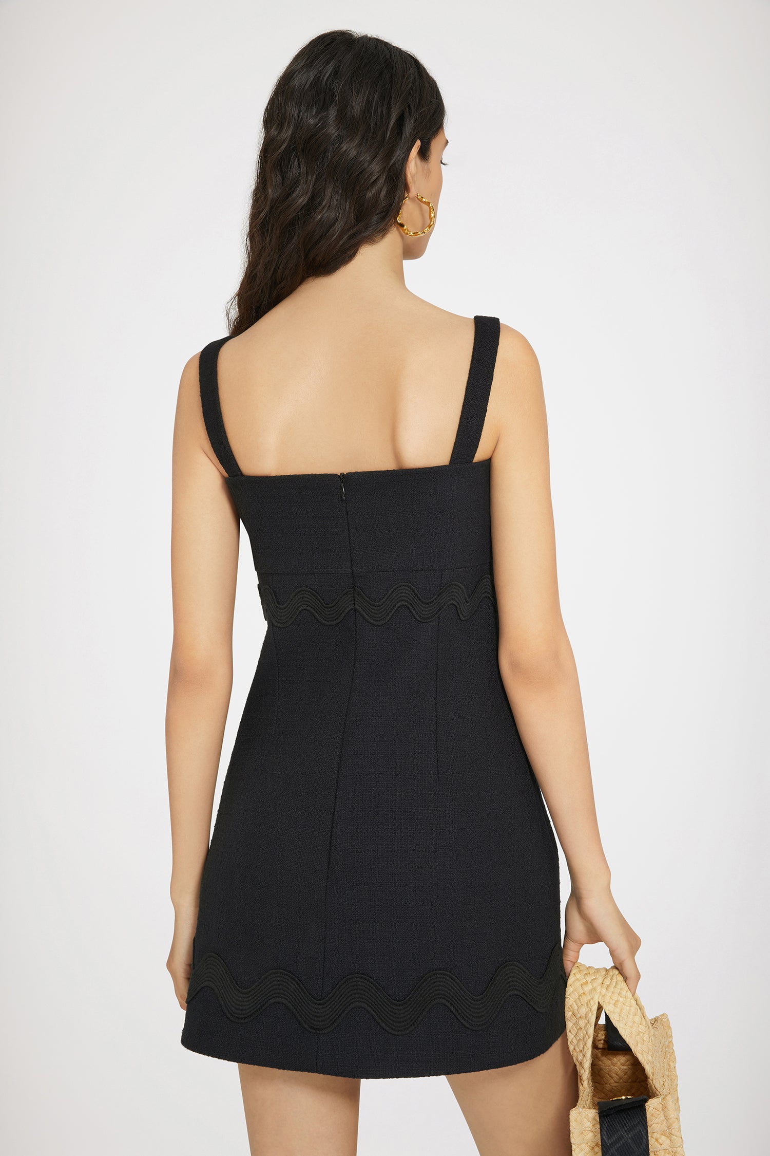 Patou P24DR1370177999B robe tweed coton noire noeud