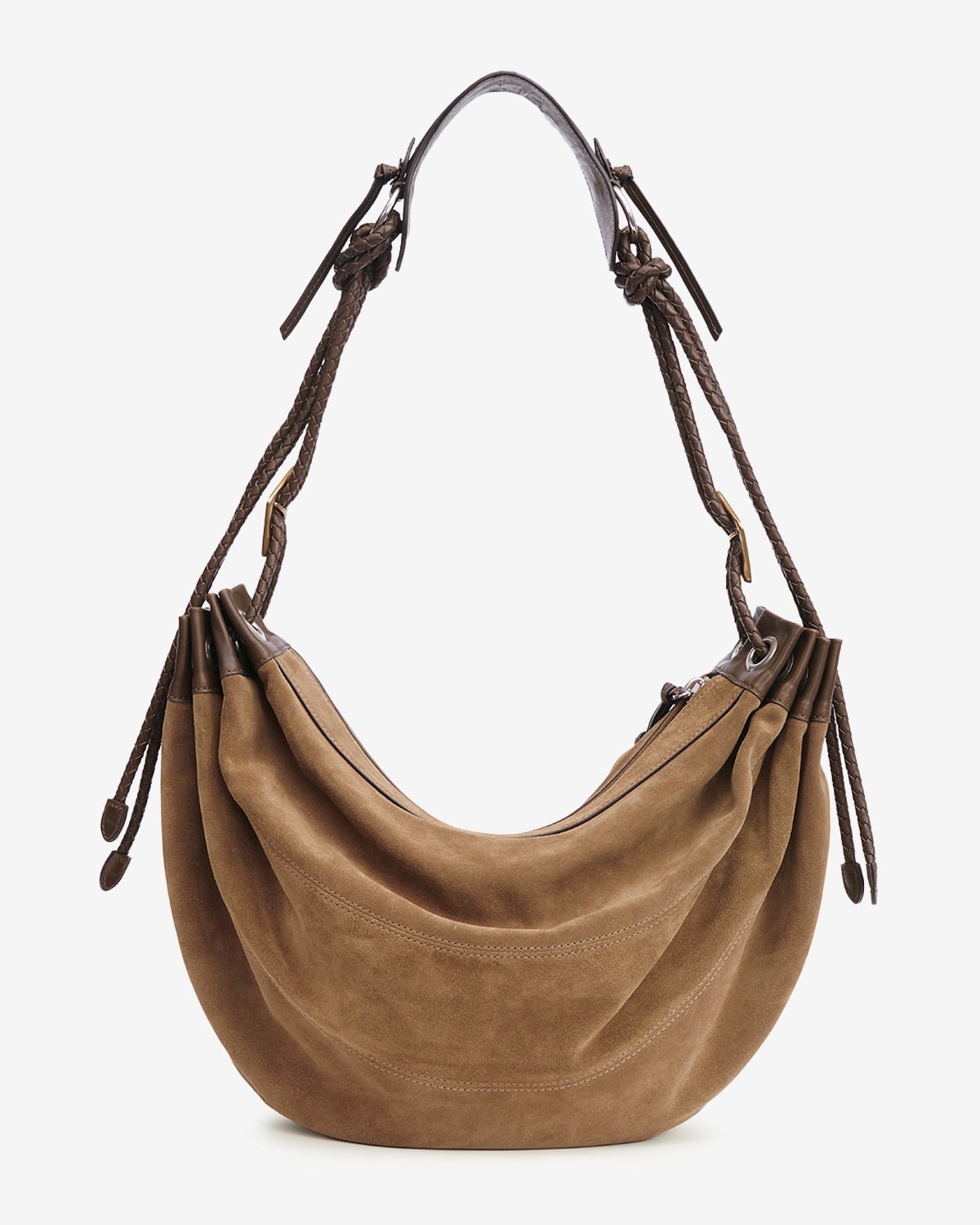 Isabel Marant Maia Large sac demi-lune cuir taupe