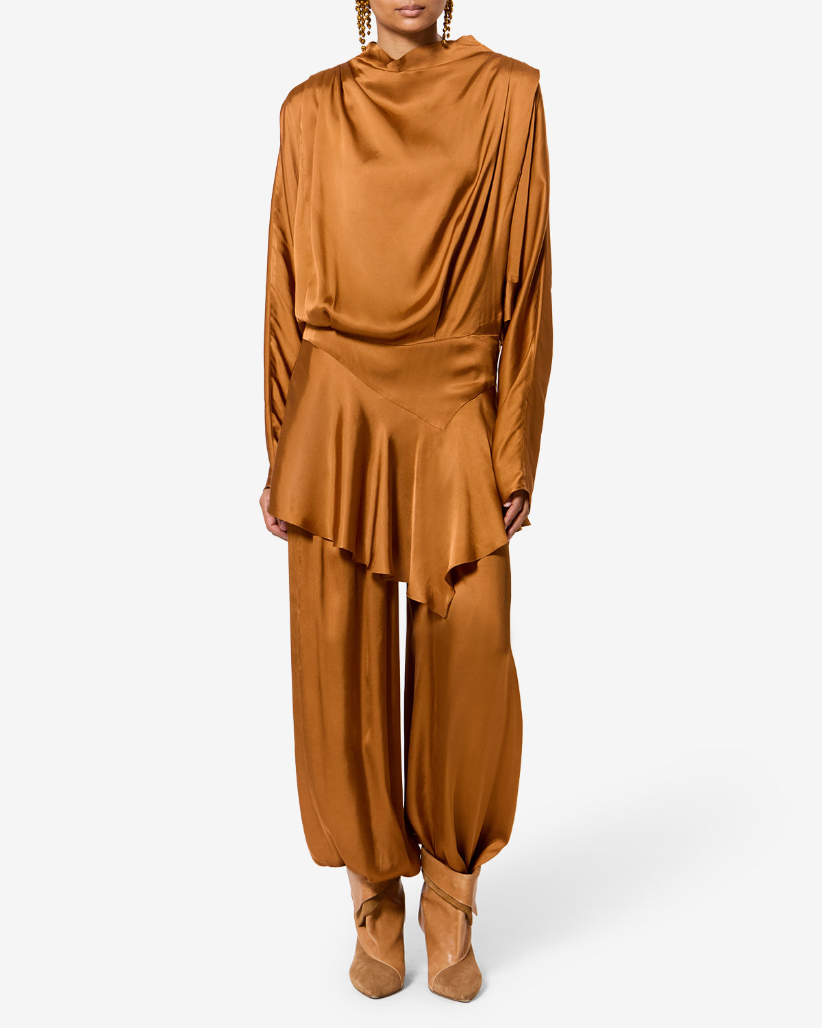 Isabel Marant Nolia PA0716FA pantalon satin caramel