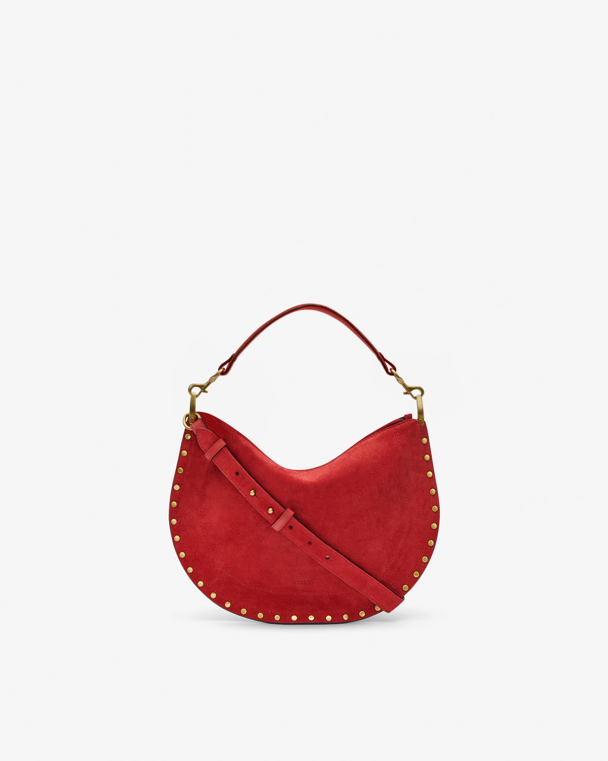 Isabel Marant Oskan Soft Zip sac cuir velours rouge écarlate
