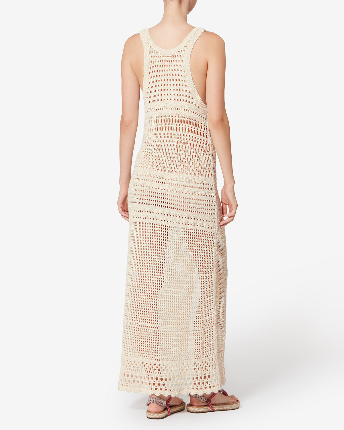 Isabel Marant Zaro robe écru crochet coton lin