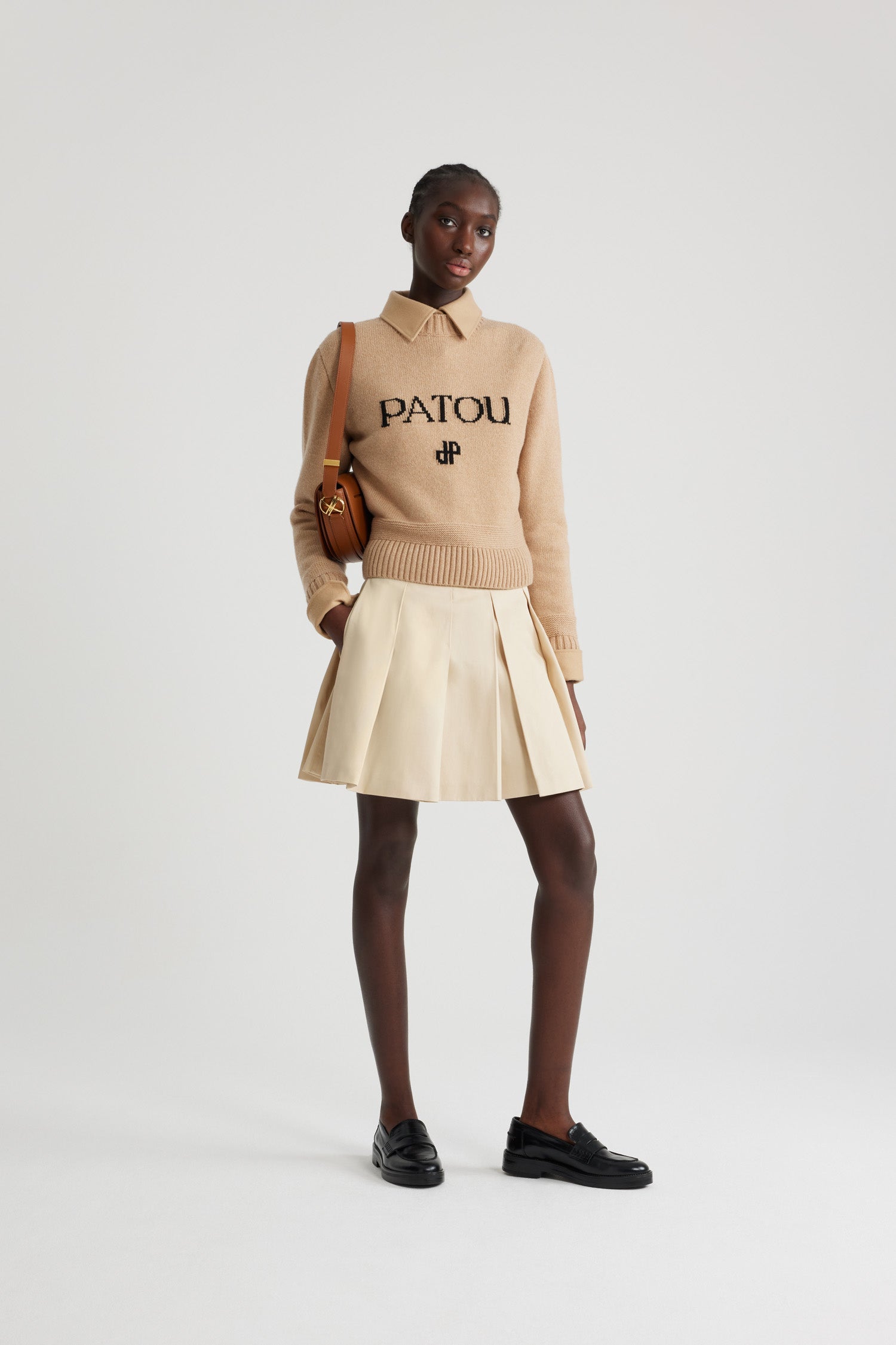 Patou Knitwear H24KN1928064109B pull biscuit laine cachemire