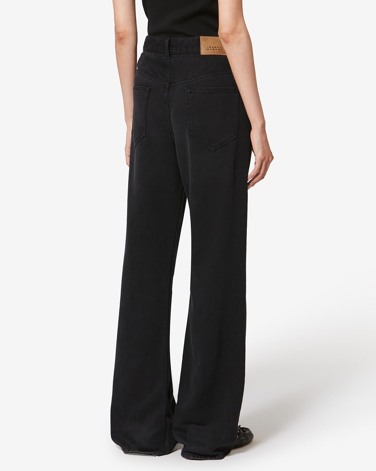 Isabel Marant Belvira jean bootcut noir délavé coton