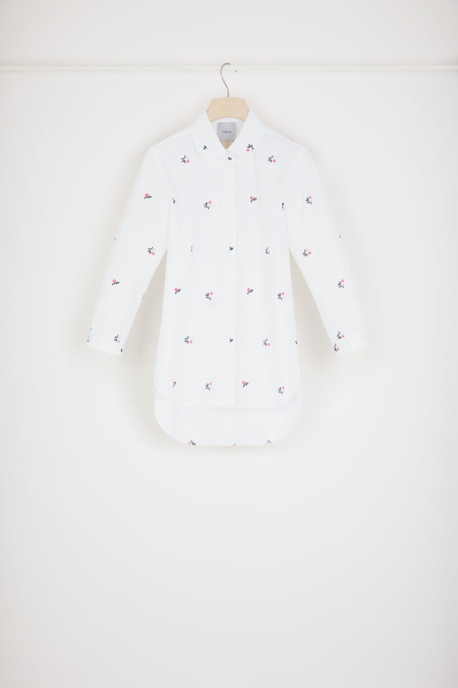 Patou chemisier coton bio blanc broderie florale