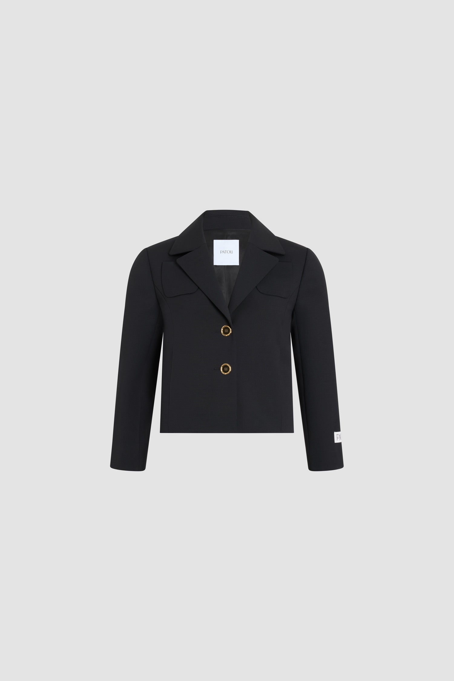 Patou JA046 veste tailleur courte noire boutons dorés