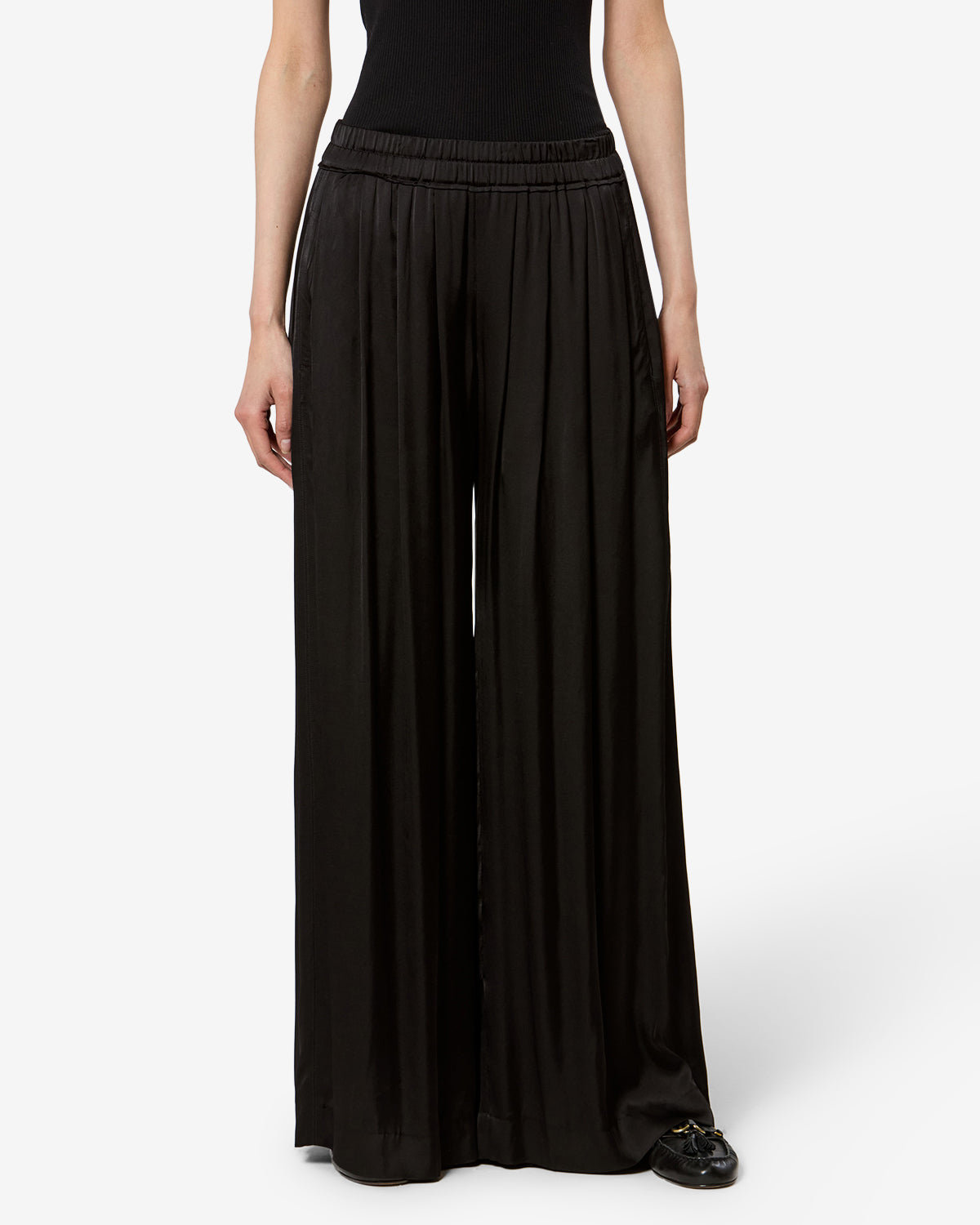 Isabel Marant Nolia PA0716FA pantalon satin noir