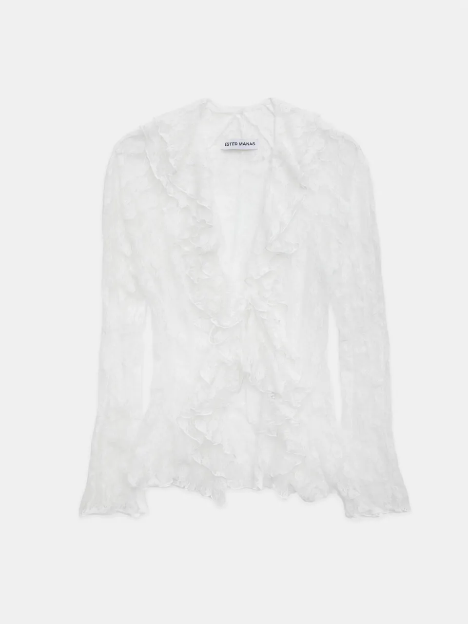 Ester Manas White Floral Boléro dentelle blanche à lacets