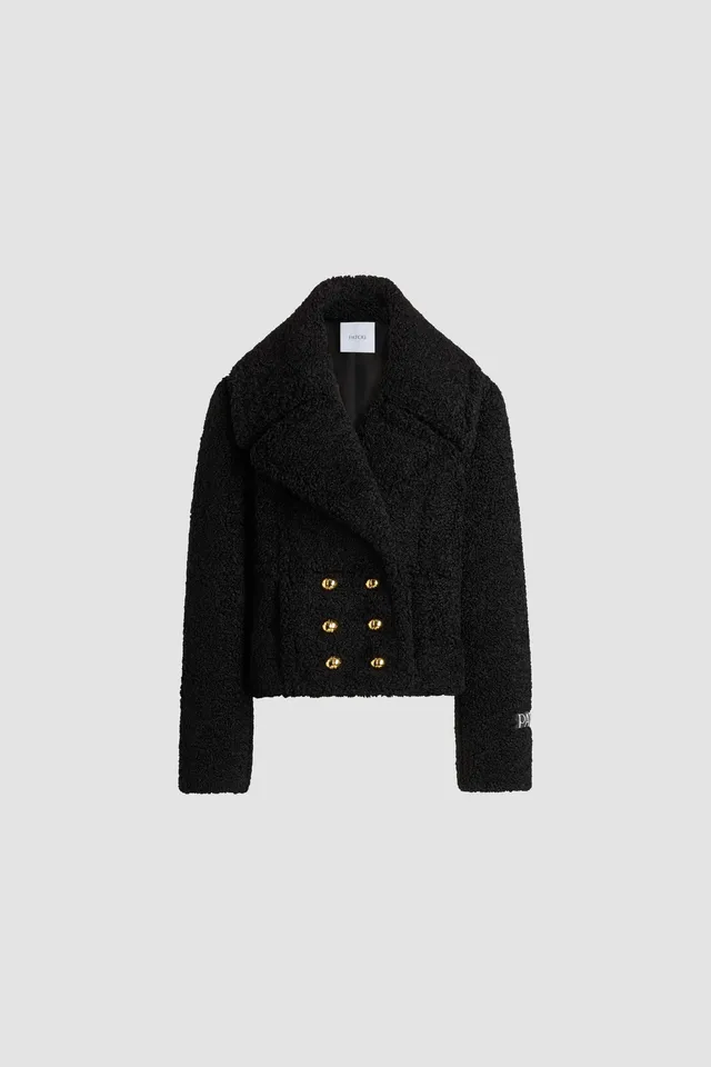 Patou H25CO0310220999B manteau fausse fourrure noire cropped