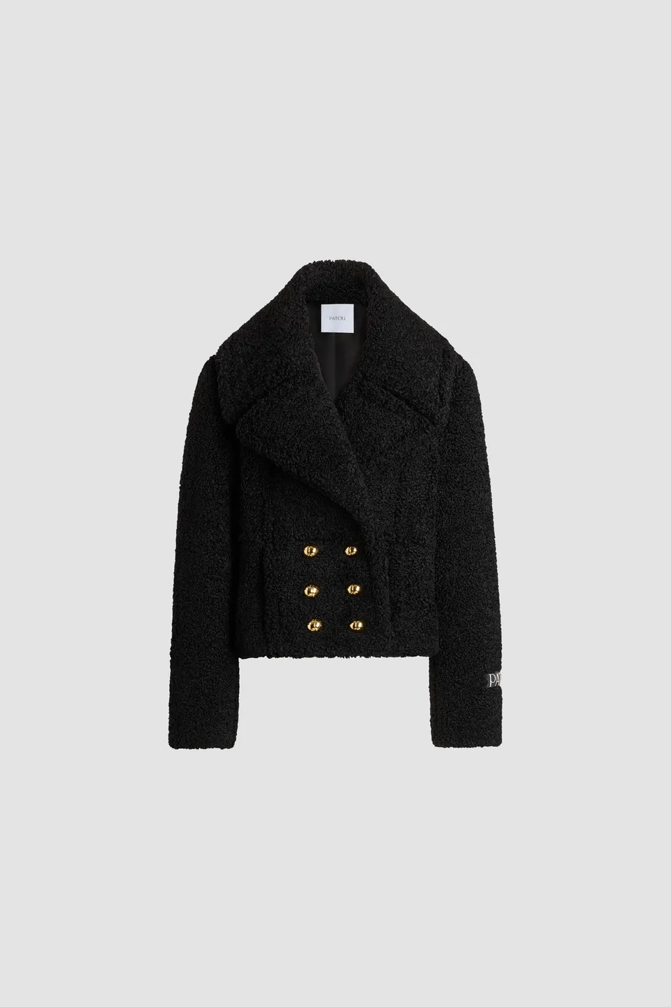 Patou H25CO0310220999B manteau fausse fourrure noire cropped