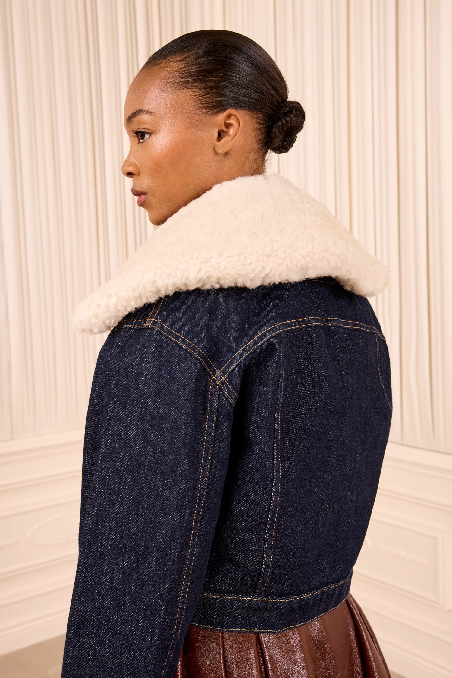 Ulla Johnson Shearling Collar col Pearl cuir réversible