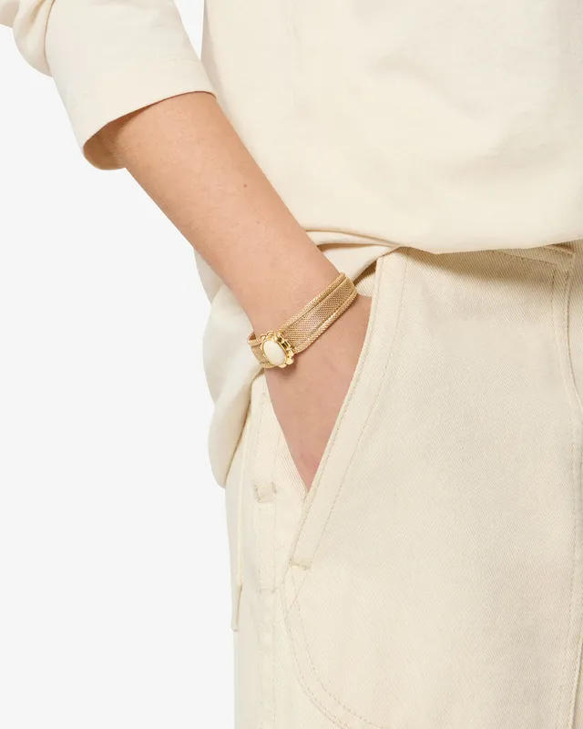 Isabel Marant Hanae bracelet métal écru fleur cabochon