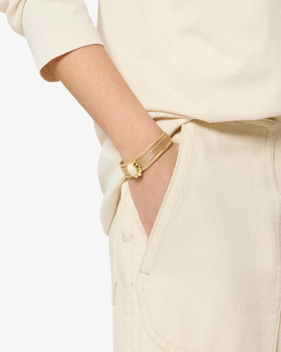 Isabel Marant Hanae bracelet métal écru fleur cabochon