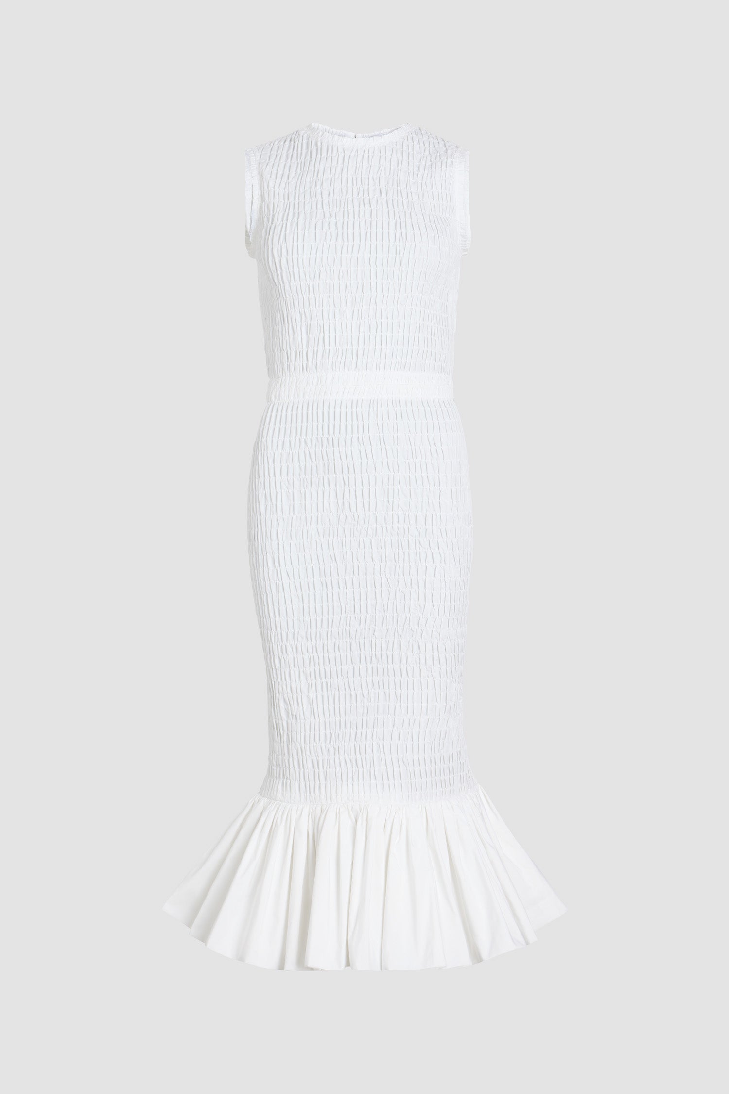 Patou DR177 robe midi blanche faille smockée