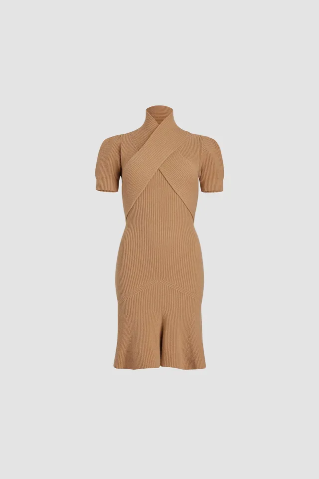 Patou H24KN2108041109B robe cache-coeur laine biscuit