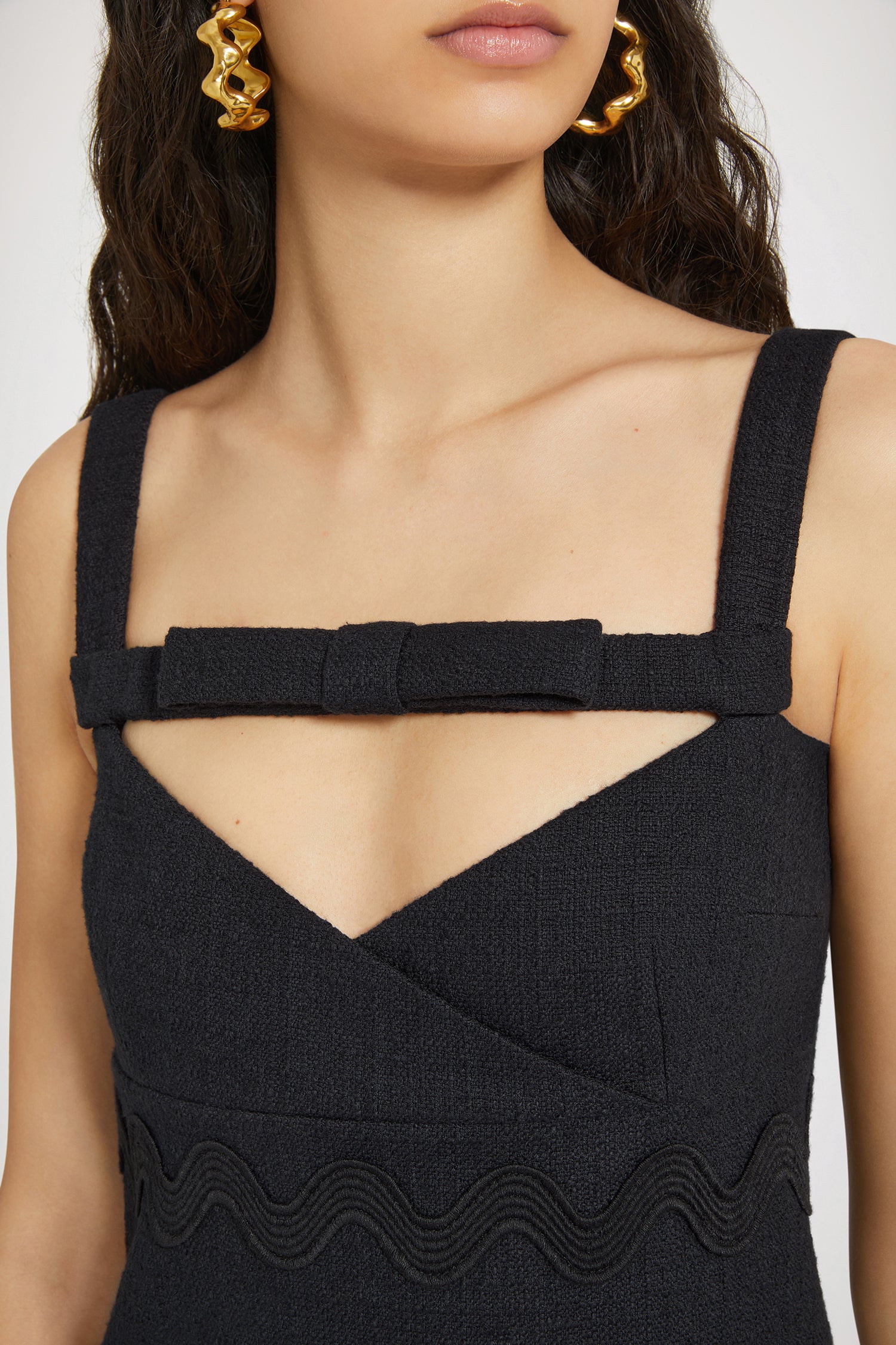 Patou P24DR1370177999B robe tweed coton noire noeud