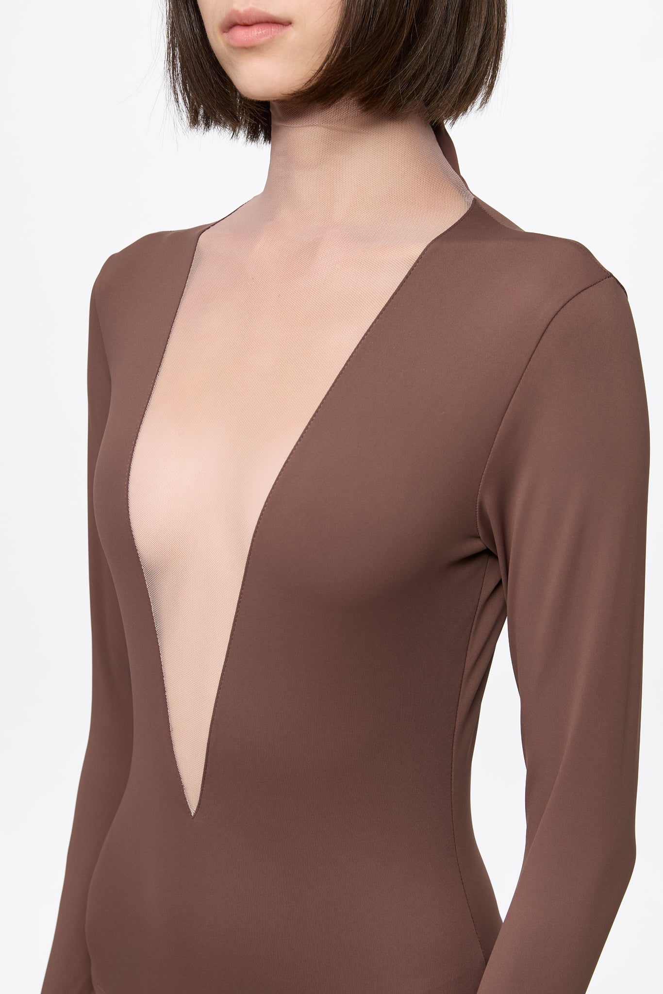 ATU Body Couture body marron col V tulle S