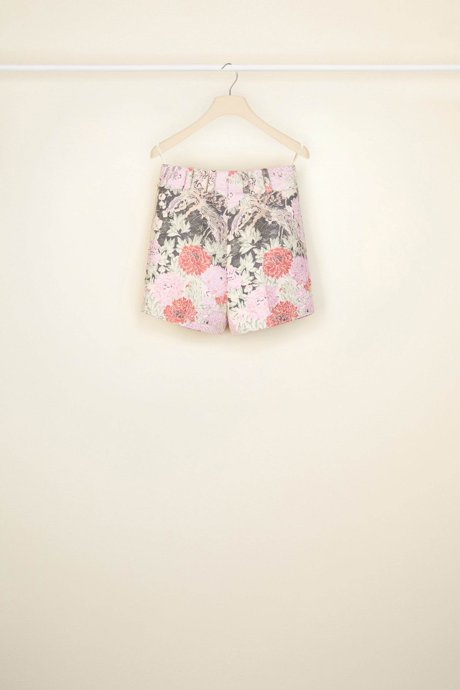 Patou TR010 short jacquard coton Birds and Peonies taille haute