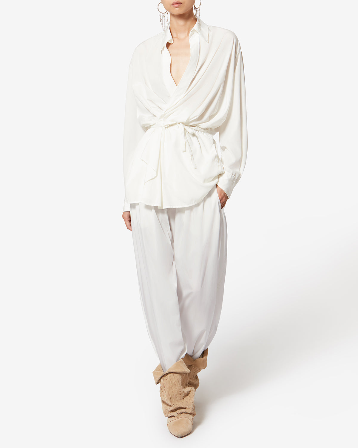 Isabel Marant Inaya pantalon large blanc effet baroudeur