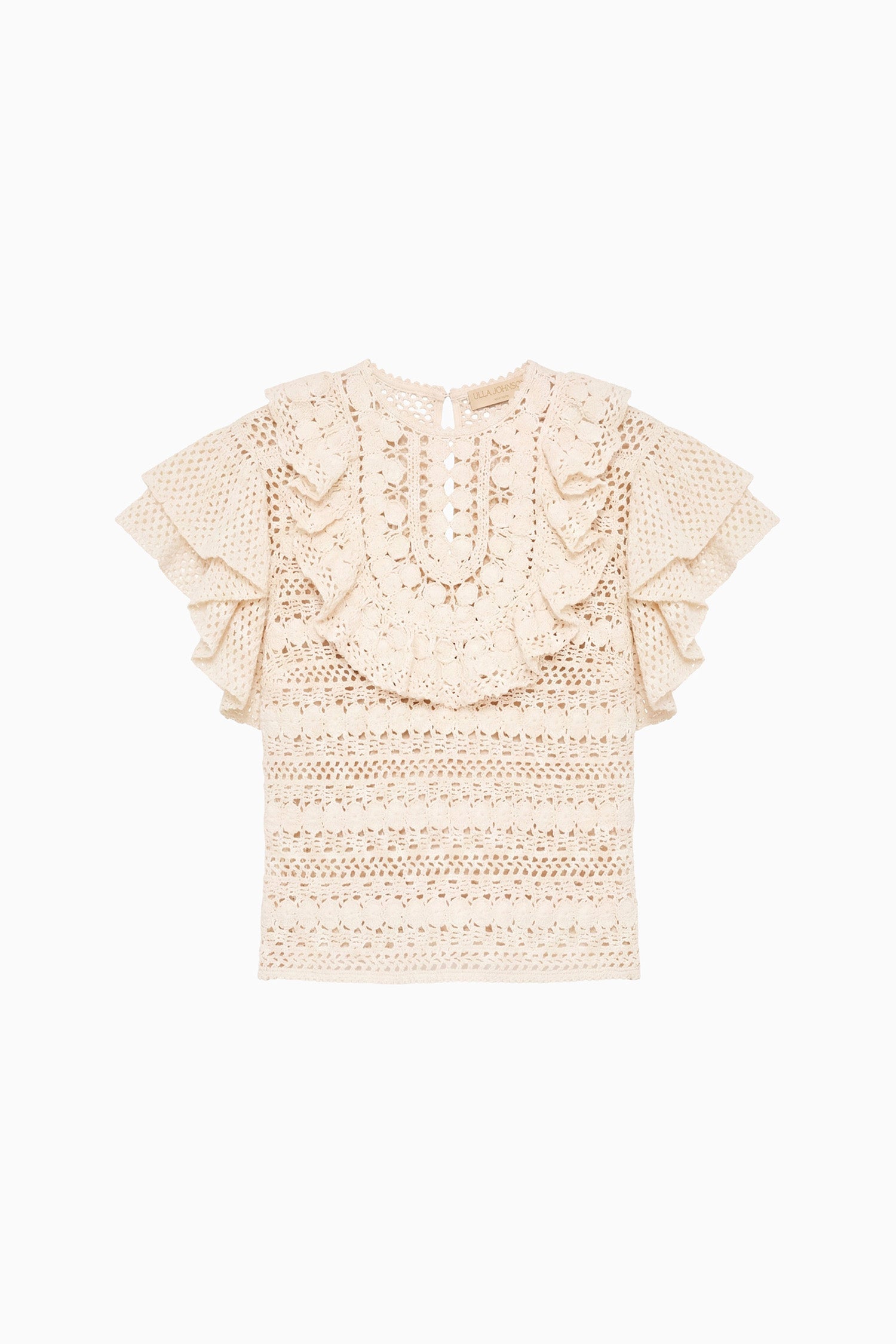 Ulla Johnson Bea PF260703 top crochet Cowrie blanc