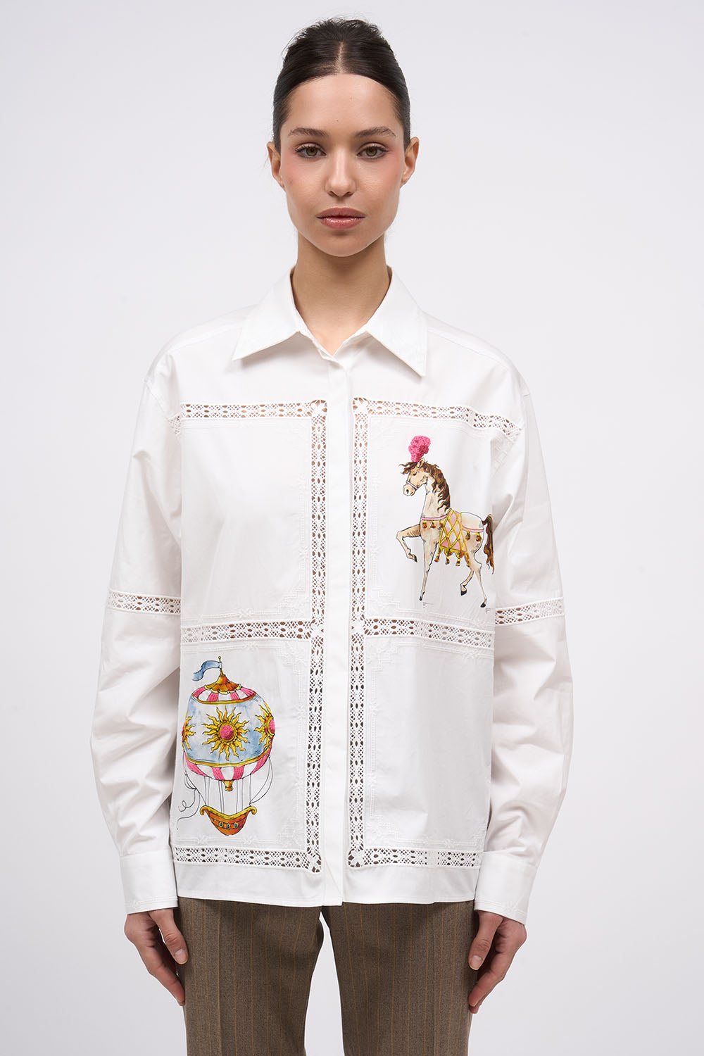 Paul & Joe Copine chemise popeline blanc dentelle