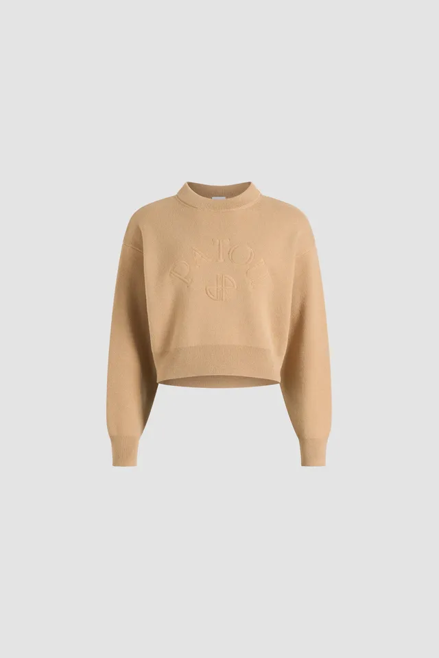 Patou KN297 pull laine cachemire brodé Biscuit