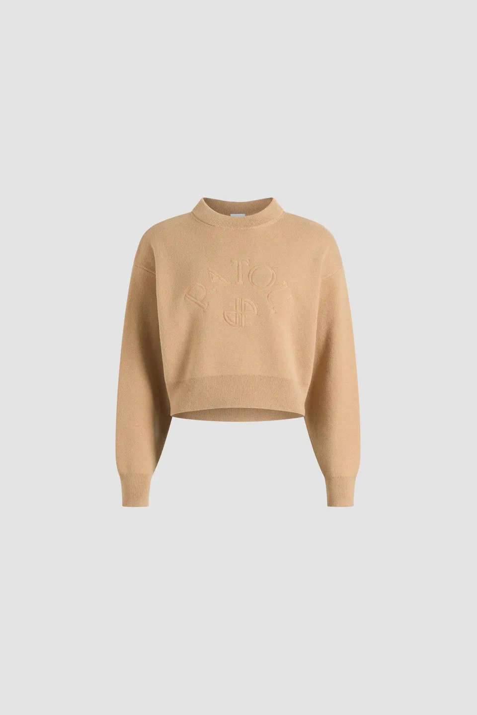 Patou KN297 pull laine cachemire brodé Biscuit