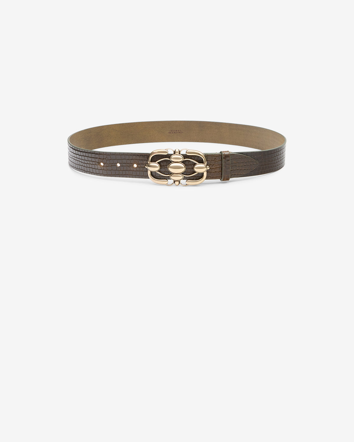 Isabel Marant Mirko ceinture cuir kaki boucle bijou 4 cm