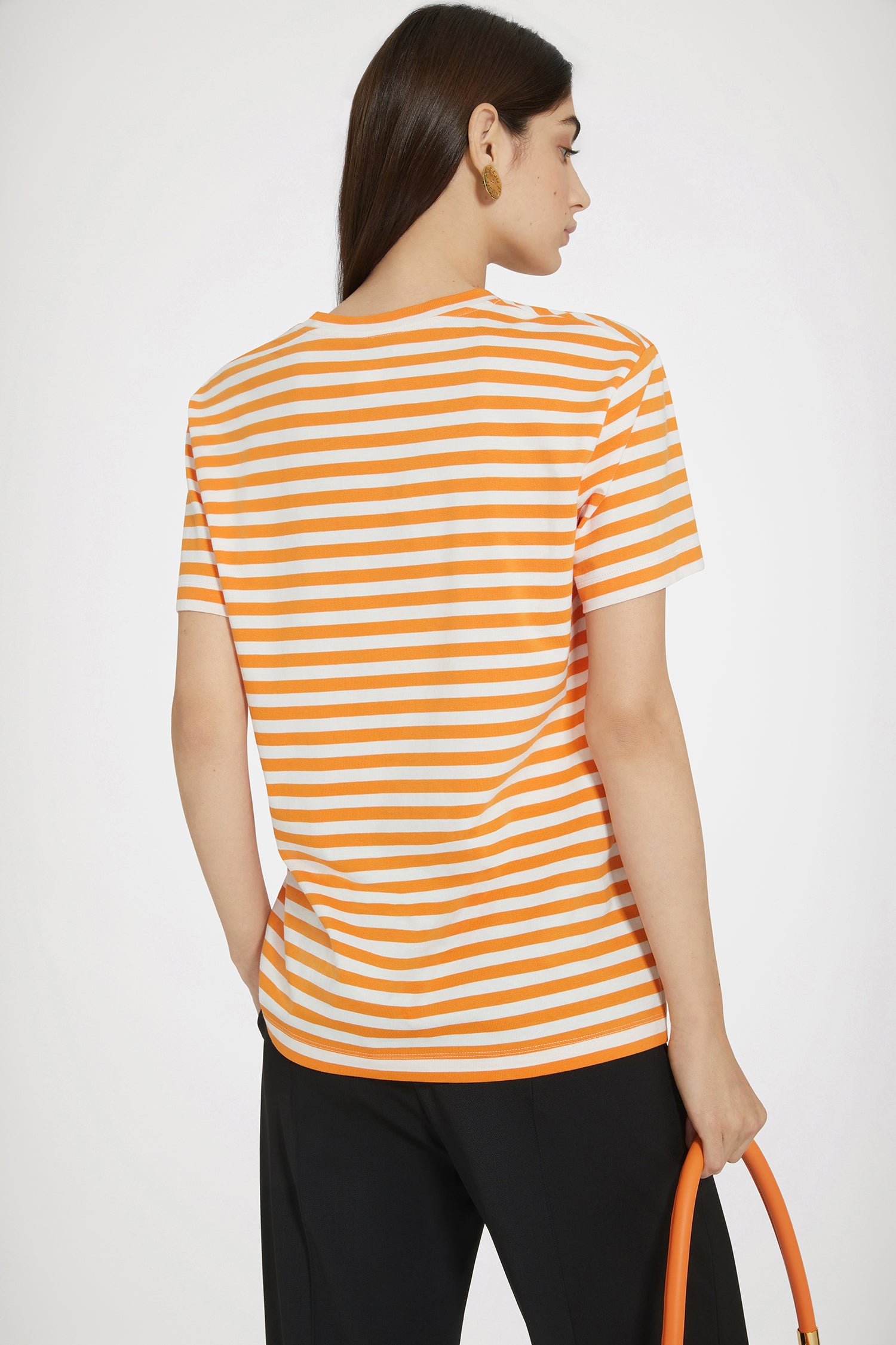 Patou P24JE0329999218O t-shirt rayé orange clair coton